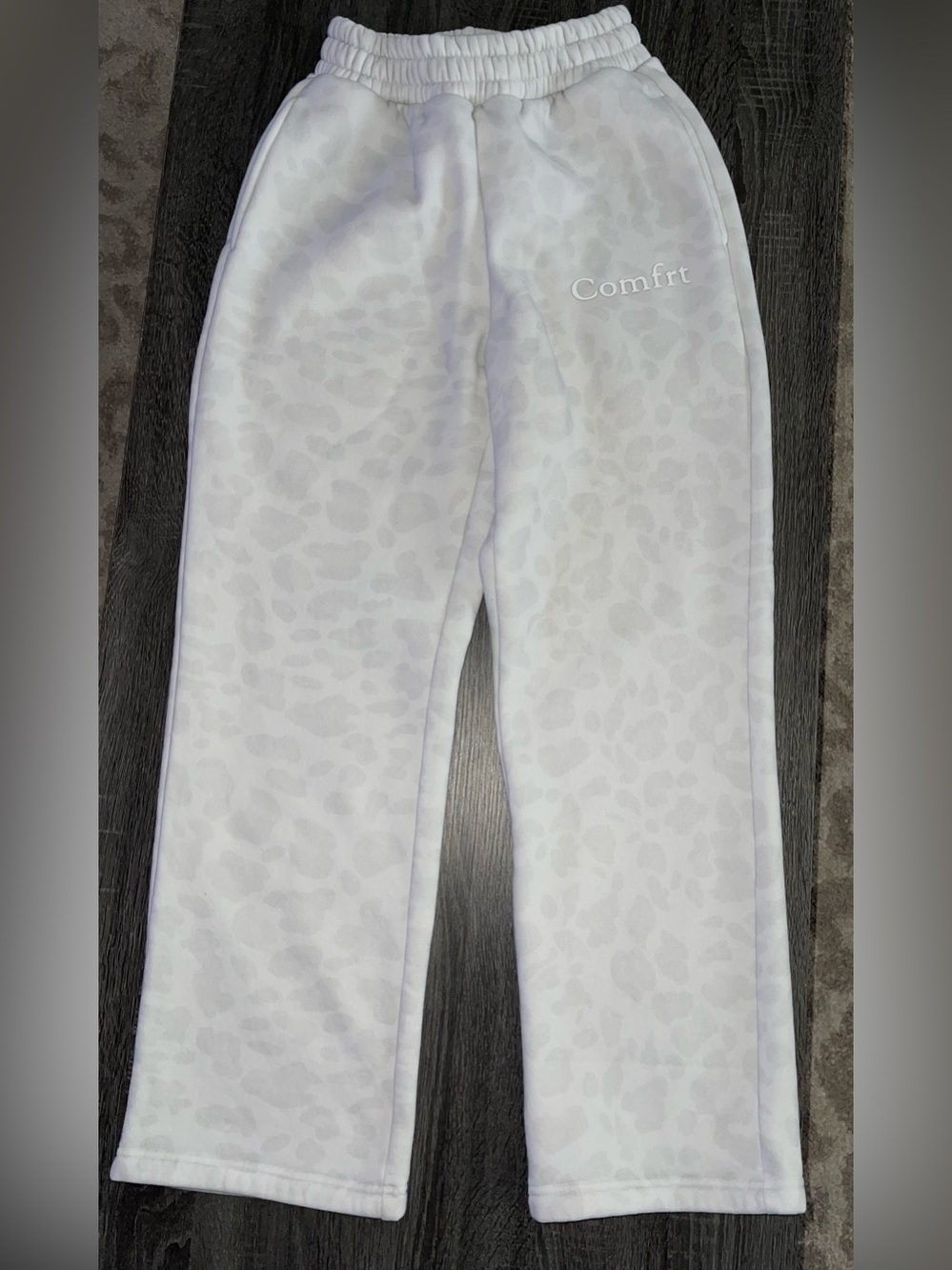 Comfort White Leopard-Print Sweatpants